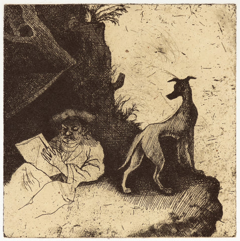 Mychael Barratt 'Rembrandt's Dog III - Windhond' limited edition print 22x22cm