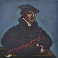 Mychael Barratt 'Holbein's Dog' mezzotint (framed) 22x22cms