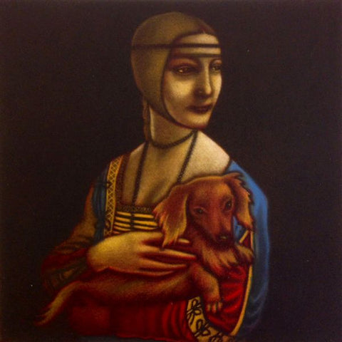 Mychael Barratt 'Leonardo da Vinci's Dog' mezzotint 22x22cm (unframed)