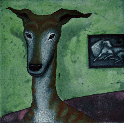 Mychael Barratt 'Modigliani's Dog' limited edition etching 22x22cm (unframed)