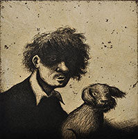 Mychael Barratt 'Rembrandt's Dog II' Limited edition etching (framed) 22x22cm
