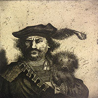 Mychael Barratt 'Rembrandt's Dog' limited edition etching (framed) 22x22cm