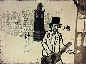 Mychael Barratt 'Urban Myths IX' etching 39x30cm (unframed)
