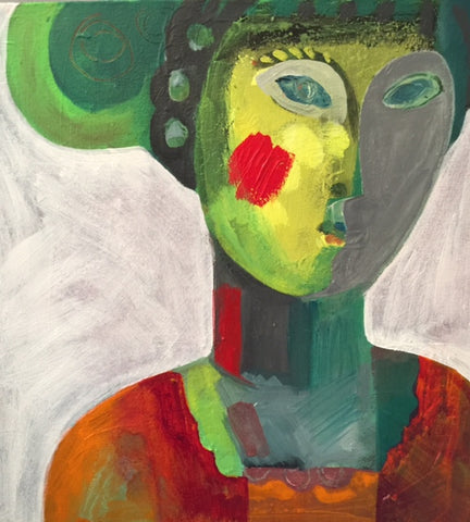 Naomi  Munuo 'Portrait of a Girl' acrylic on canvas 36x36cm