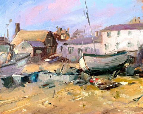 Nigel Fletcher 'Aldeburgh Beach' oil on canvas 20x26cm