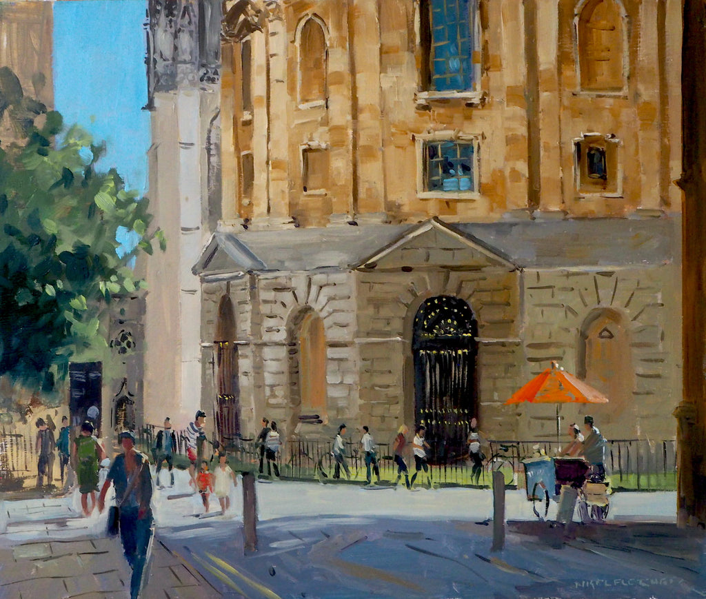 Nigel Fletcher 'Ice cream and the Radcliffe Camera;' oil on canvas 30x36cm