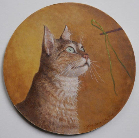 Olga Oreshnikov 'Playtime' oil on paper 20x20cm