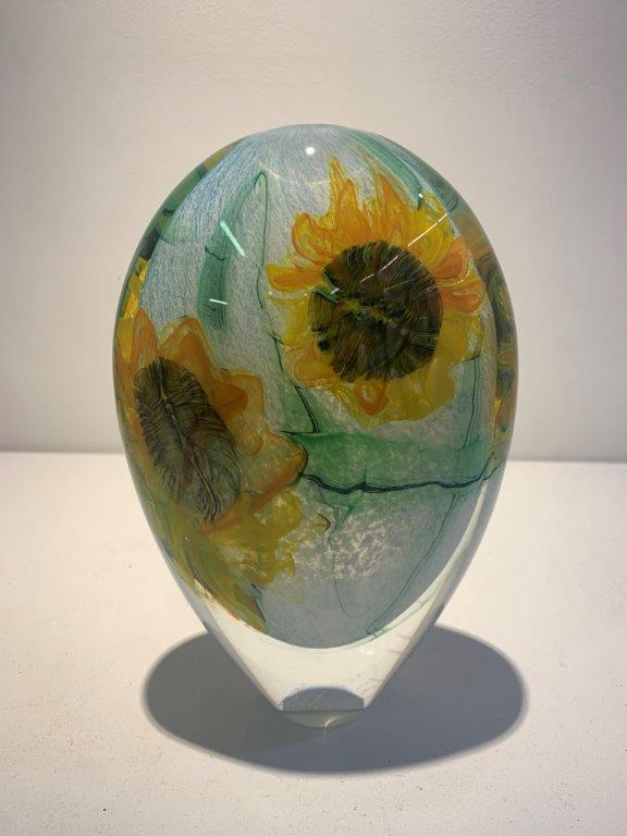 Peter Layton 'Sunflowers Tall Stoneform' glass H22cm
