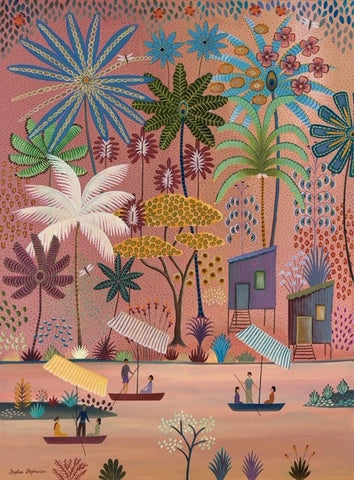 Daphne Stephenson 'Pink Jungle River' unframed limited edition print 120x90cms