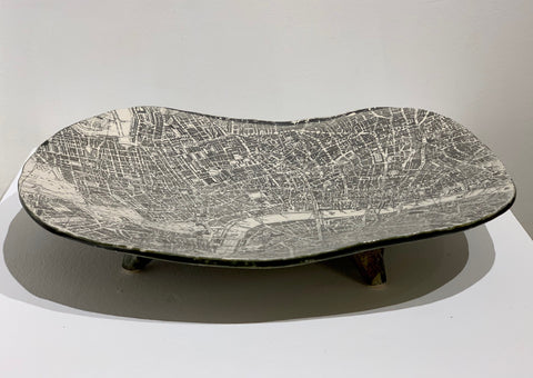Cat Santos 'London Platter' printed stoneware ceramic 5x30x38cm