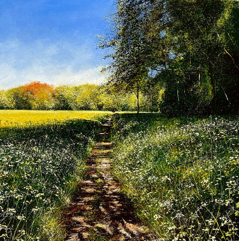 Rory Browne 'Red Tree and Cowpasley Path' 61x61cm oil on canvas