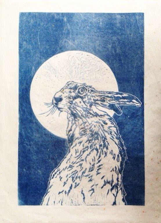 Sarah Cemmick 'La Lune' Linocut limited edition of 25 68x58cm