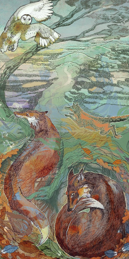 Shelly Perkins 'The Underhills' limited edition digital collage 74x37cm (unframed size)