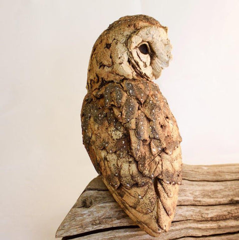 Simon Griffiths ' Barn Owl' on reclaimed wood H35 x W35 cms