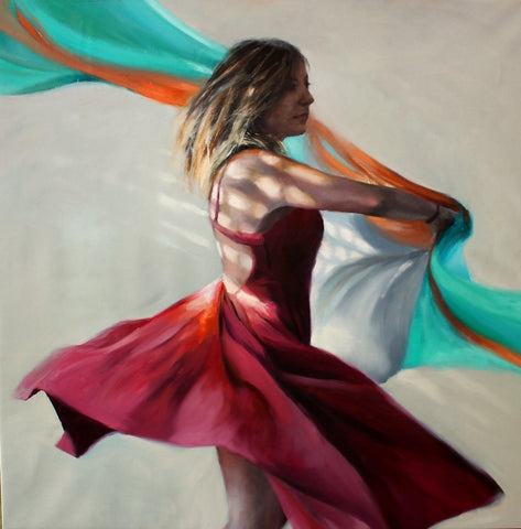 Susana Ragel 'Free Expression' oil on canvas 100x100cm