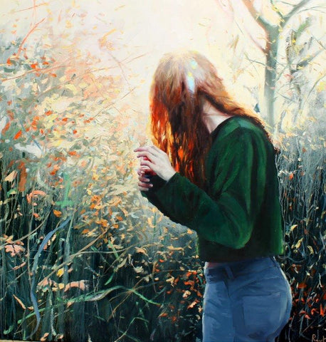 Susana Ragel 'Golden Light' oil on canvas 100x100cm