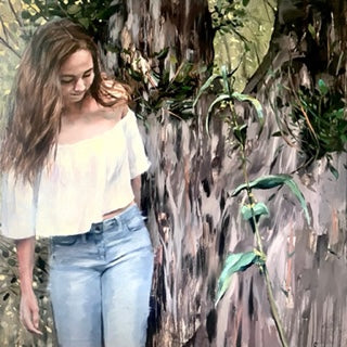 Susana Ragel 'Sunlit Forest' oil on canvas 100x100cm
