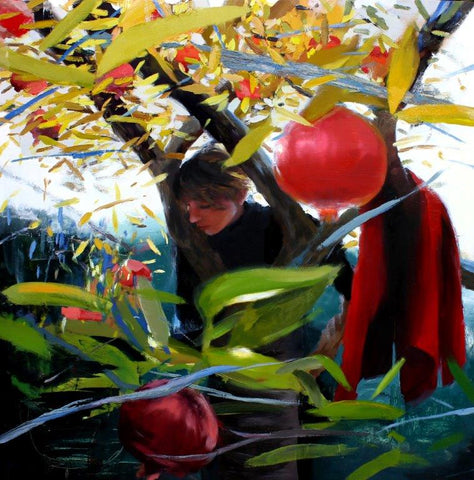 Susana Ragel 'Granadas II' oil on board 80x80cm