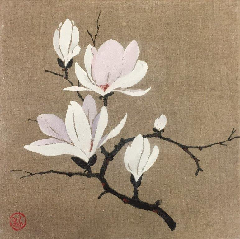 Talia Lehavi 'Magnolia I' Pigment and ink on linen 30x30cms