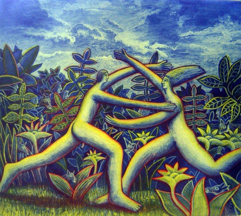 Trevor Price 'A World Made up of those who dance and those who watch II' ltd ed drypoint unframed Ed of 150 30x36cm