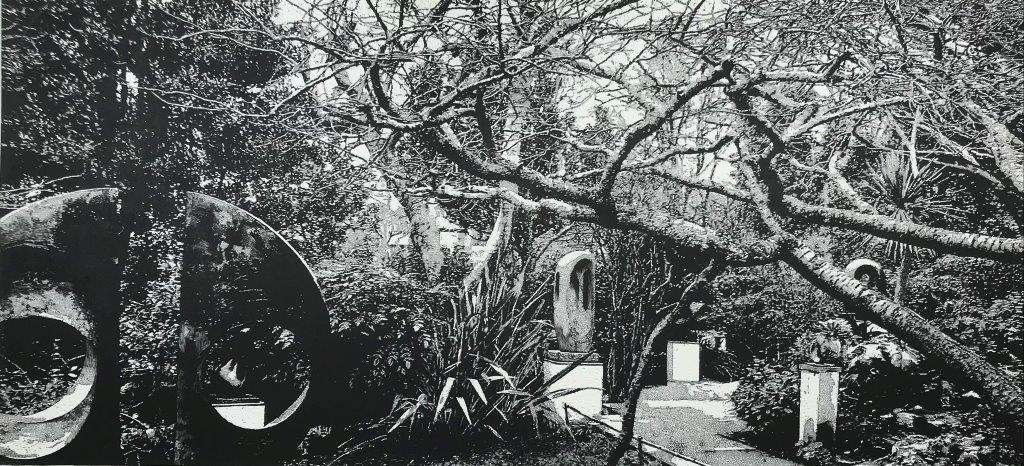 Original drypoint and relief by Trevor Price depicting Hepworth's garden