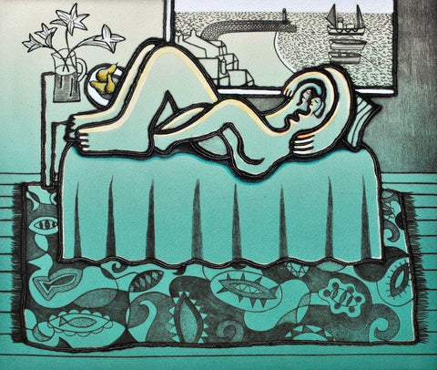 Trevor Price 'Siesta' ltd ed drypoint unframed Ed of 75 33x38cm