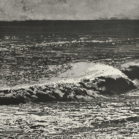 Trevor Price 'Storm Waves IV' drypoint and engraved relief print - paper and image size 35.5x35.5cm