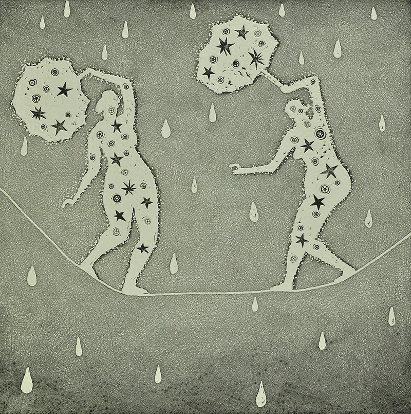 Trevor Price 'High Wire Rain Shower' limited edition etching 34x34cm (unframed)