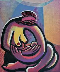 Trevor Price 'Mother and Child I' Limited edition drypoint etching 53x61cms 4/100