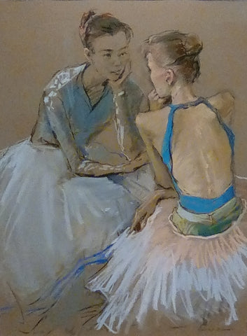 Valeriy Gridnev 'Conversation' pastel on paper 48x63cms