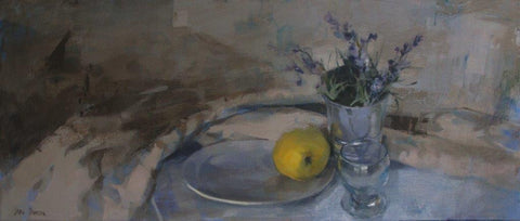 Yara Damián 'Reflections over the table' Oil on linen 38x89cm
