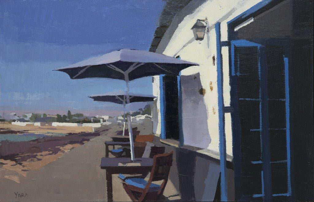 Yara Damián 'Terrace with views' Oil on panel 35x54cm