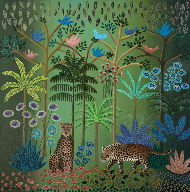 leopards jungle print by Daphne Stephenson at Iona House Gallery