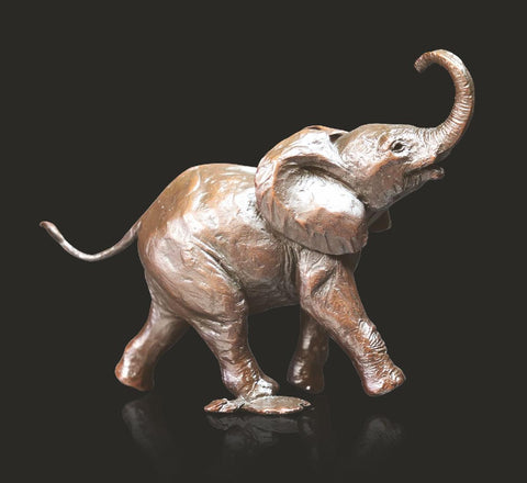 Dean Kendrick 'Baby Elephant Running' limited edition bronze 8x12x5.7cm