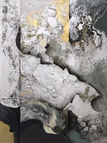 Meltem Quinlan 'Silver' mixed media on canvas 60x45cms