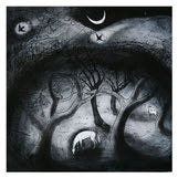 Flora McLachlan 'Moonrise' limited edition etching unframed, mounted and collograph 26x26cms