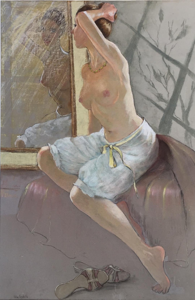 Semi-nude female figure looking into a mirror by Katya Gridneva at Iona House Gallery