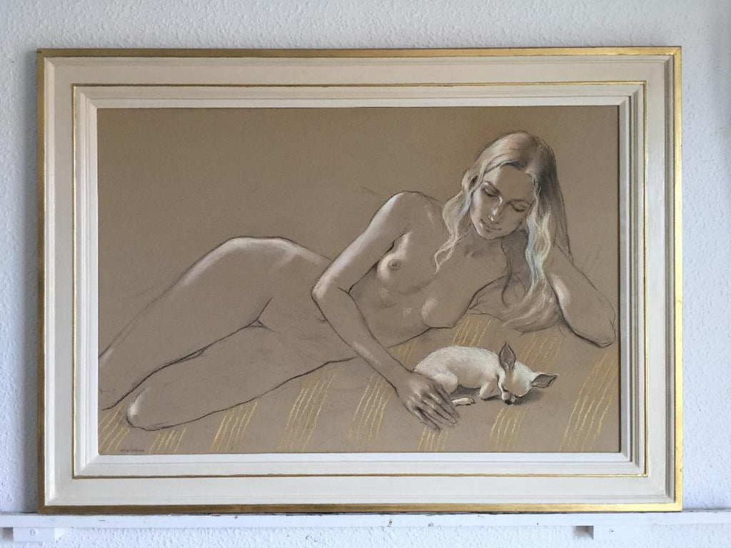 Study of nude woman with Chihuahua dog by Katya Gridneva at Iona House Gallery
